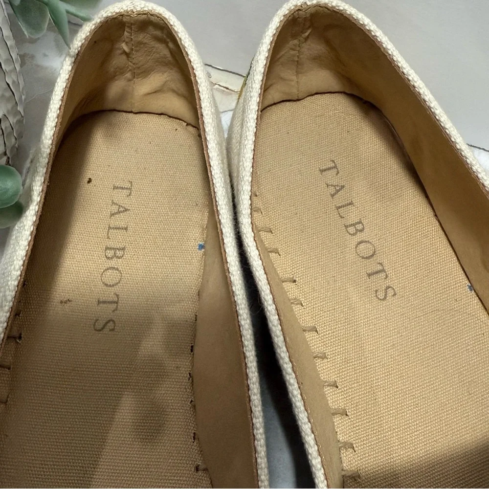 Talbots Izzy‎ Lemon Knotted Canvas Espadrilles Size 6 Coastal Summer Cottagecore